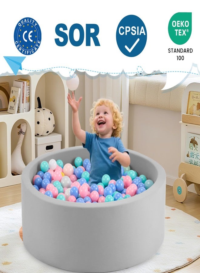 Aunekiv 35.4" x 11.8" Foam Ball Pit for Toddlers, Baby Round Balls Pool for Babies 1-3, Kids Play Ball Pits for Boys and Girls, Balls Not Included, Grey - Image 3