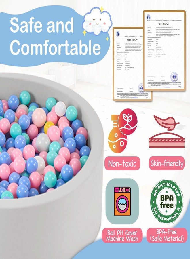 Aunekiv 35.4" x 11.8" Foam Ball Pit for Toddlers, Baby Round Balls Pool for Babies 1-3, Kids Play Ball Pits for Boys and Girls, Balls Not Included, Grey - Image 4