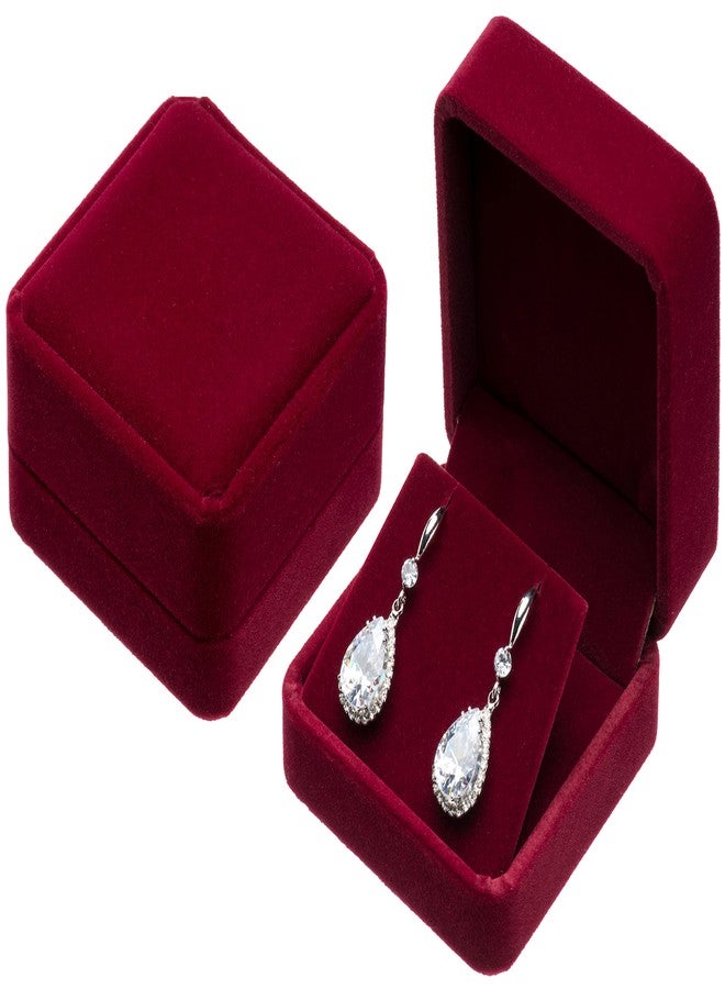 Giftop Velvet Earring Gift Boxes Jewelry Box (Red) - Image 4