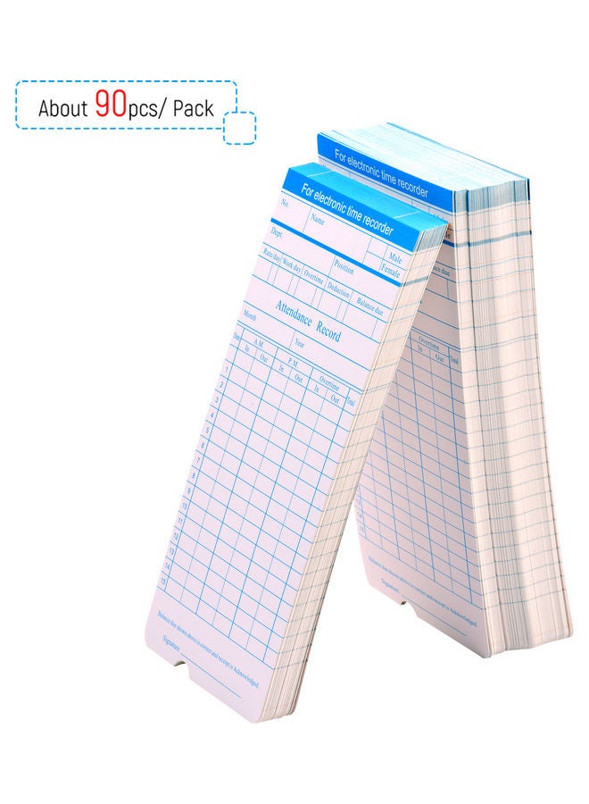 Pack Of 90 Attendance Time Clock Cards White/Blue - Image 5