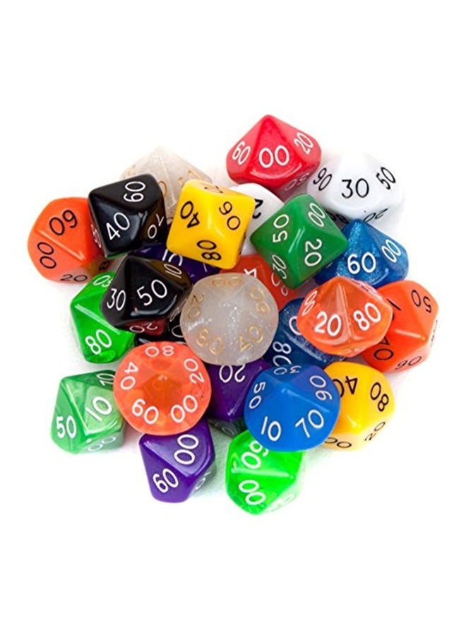 Wiz Dice 25 Pack of Random D10(00) Polyhedral in Multiple Colors - Image 1