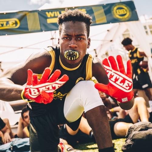 Battle قفازات كرة القدم للمتلقين الواسعة من باتل سبورت - قفازات كرة القدم للبالغين والشباب - قفازات لاصقة للغاية - Image 3