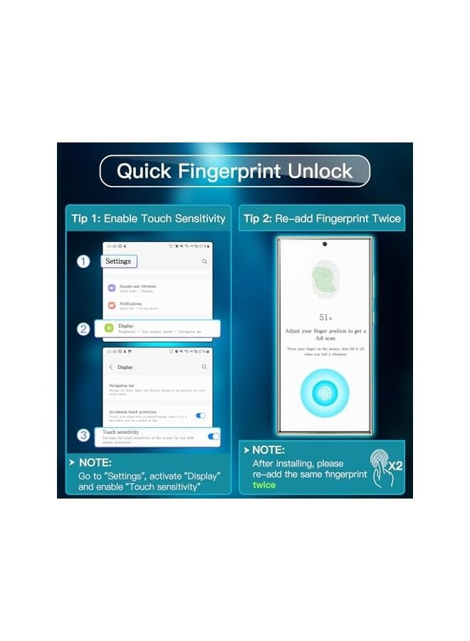 Jetech Screen Protector for Galaxy S24 Ultra 5G 6.8-Inch with Camera Lens Protector, Tempered Glass Film, Easy Installation Tool, Fingerprint ID Compatible, HD Clear, 2-Pack Each - Image 2