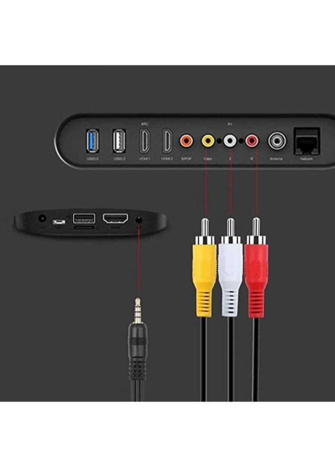 LEDIN - Video input lead 3.5 mm to RCA AV Camcorder Video Cable,Male to 3RCA Male Stereo Audio Video AUX Cable for Smartphones,MP3, Tablets,Speak(1.5m) - Image 1