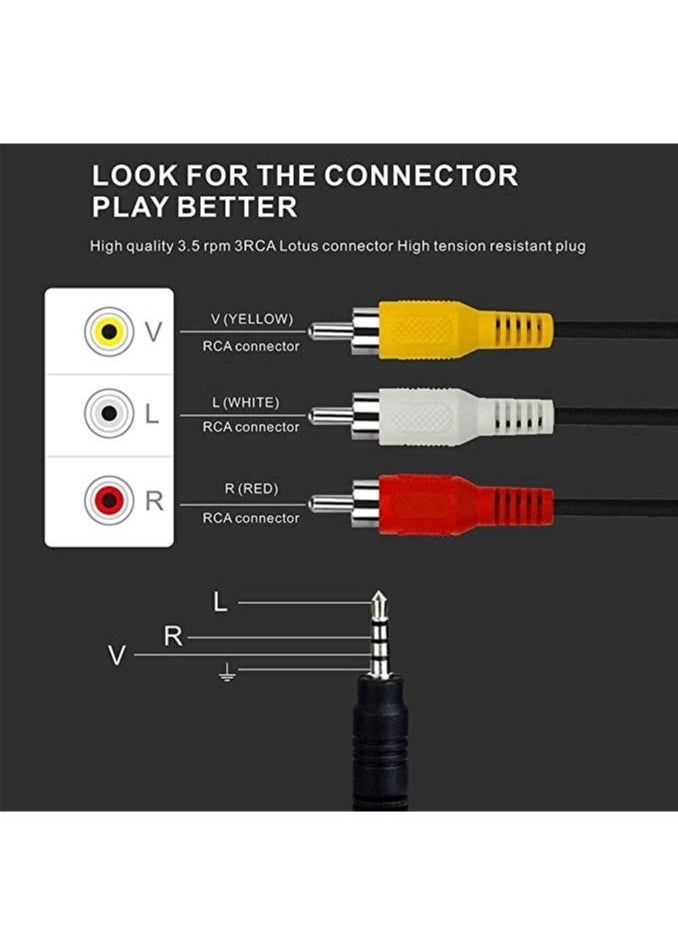 LEDIN - Video input lead 3.5 mm to RCA AV Camcorder Video Cable,Male to 3RCA Male Stereo Audio Video AUX Cable for Smartphones,MP3, Tablets,Speak(1.5m) - Image 1