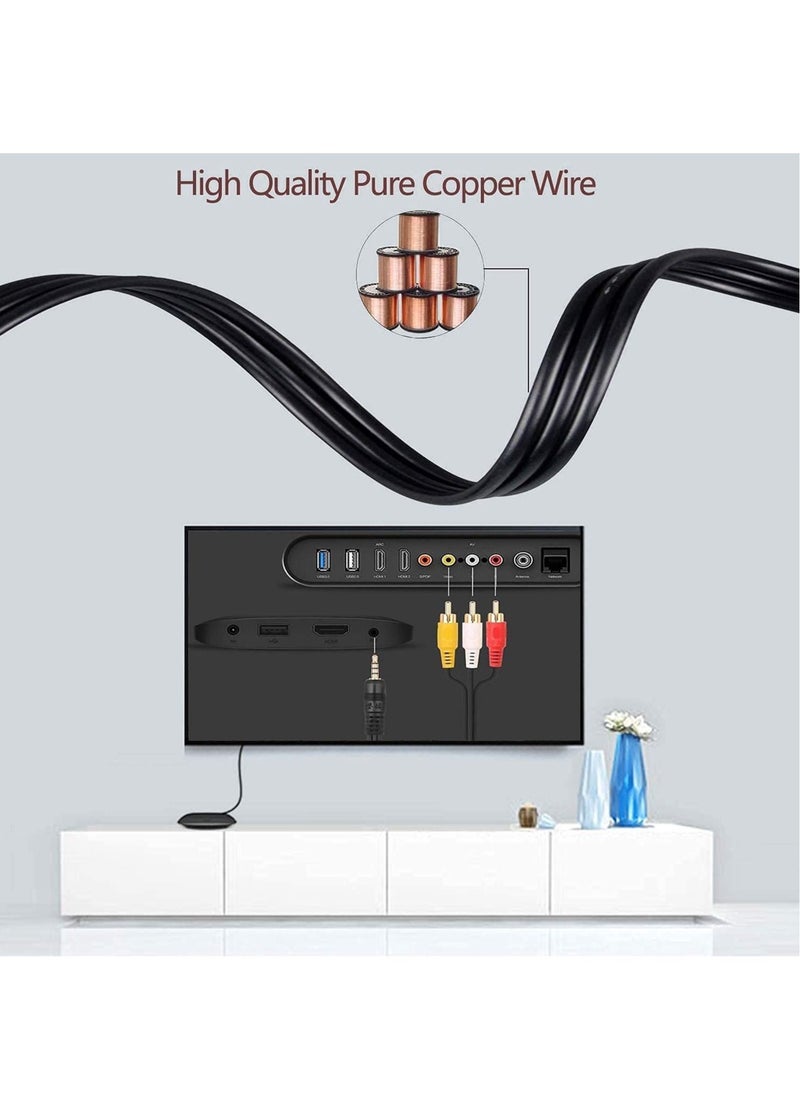 LEDIN - Video input lead 3.5 mm to RCA AV Camcorder Video Cable,Male to 3RCA Male Stereo Audio Video AUX Cable for Smartphones,MP3, Tablets,Speak(1.5m) - Image 1