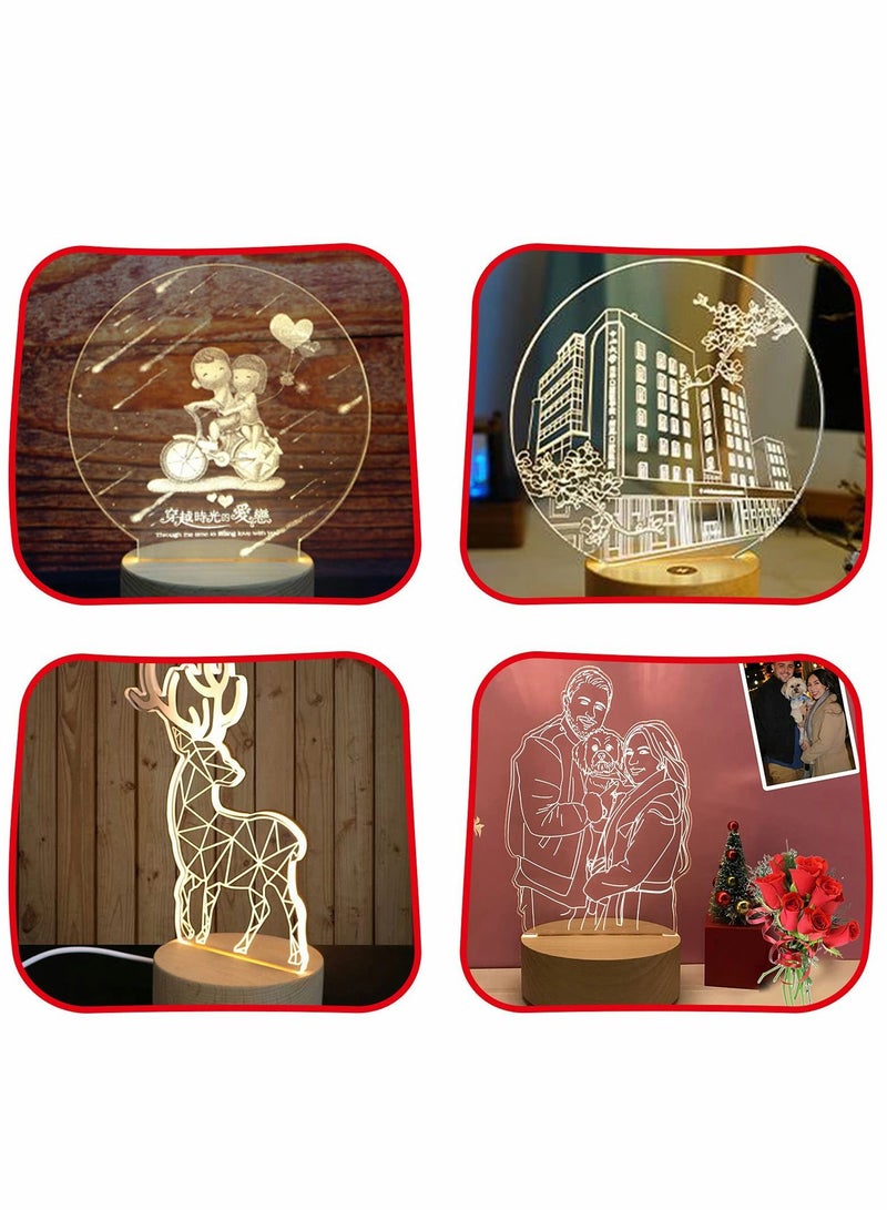 Wood Light Display Base Sets Wooden LED Display Base Crystal Glass Light Base Stand Wood LED Display Stand for Glass Resin Art, 2Pcs  - Image 5
