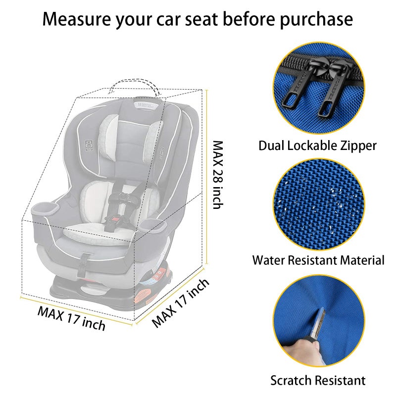 YOREPEK Car Seat Travel Bag, Padded Car Seats Backpack for Air Travel, Heavy Duty Carseat Travel Bag for Airplane, Airport Gate Check Bag (Blue) - Image 2