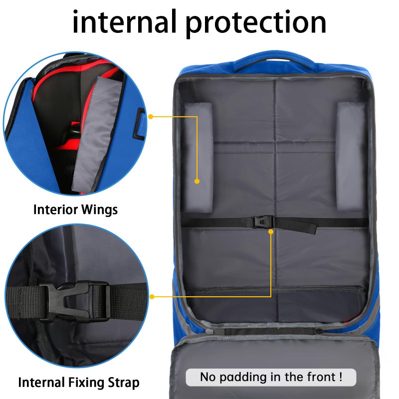 YOREPEK Car Seat Travel Bag, Padded Car Seats Backpack for Air Travel, Heavy Duty Carseat Travel Bag for Airplane, Airport Gate Check Bag (Blue) - Image 4
