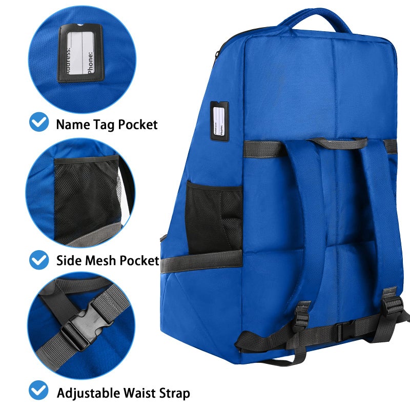 YOREPEK Car Seat Travel Bag, Padded Car Seats Backpack for Air Travel, Heavy Duty Carseat Travel Bag for Airplane, Airport Gate Check Bag (Blue) - Image 3