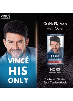 VINCE Men Hair Color (HC-02) – Natural Black – Ammonia-Free, 100% Grey Coverage, Olive Oil & Avocado Infused – Adds Softness & Shine– Gentle, Quick, and Long-Lasting for All Hair Types  - Image 3