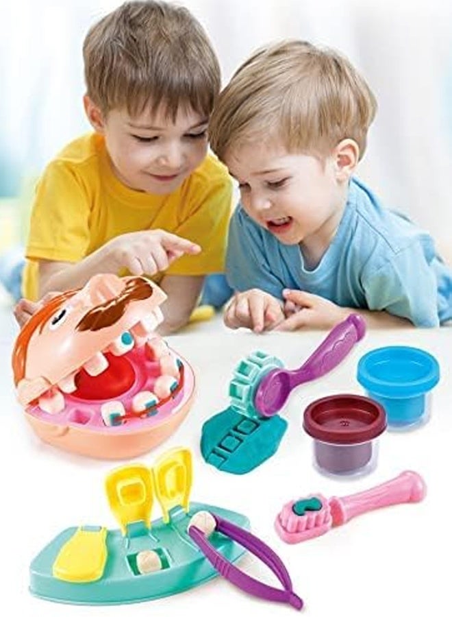 أطفال طبيب الأسنان الصغير لعب العجينة مجموعة لعبة دكتور الحفر وملء Playset لعبة Playdough مجموعة، دكتور DIY لعبة Playset للأطفال الصغار 3 سنوات وما فوق، الفن والحرف الهدية مع القوالب، النماذج - Image 2