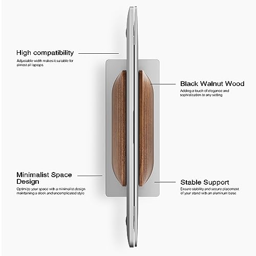 UPERGO Vertical Laptop Stand for Desk Laptop Holder to Dock MacBook MacBook Pro and Other Laptops Black Walnut Wood - Image 3