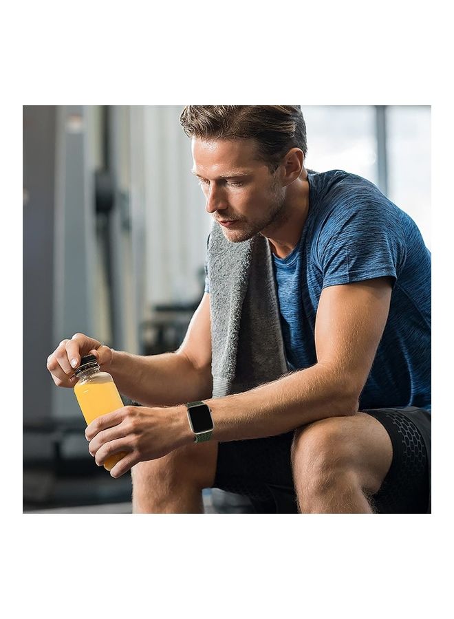 NIBEMINENT Nylon Solo Loop Strap Compatible with Apple Watch 44/42mm SE /Series 7/6/5/4/3/2/1 Army Green - Image 4