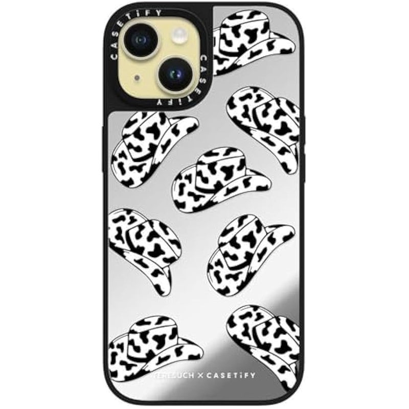 Casetify Mirror iPhone 15 Case 【Reflective / 4.9ft Drop Protection/Compatible with Magsafe】 - The Cowgirl - Silver on Black - Image 2