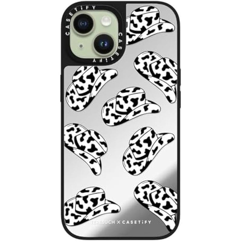 Casetify Mirror iPhone 15 Case 【Reflective / 4.9ft Drop Protection/Compatible with Magsafe】 - The Cowgirl - Silver on Black - Image 3