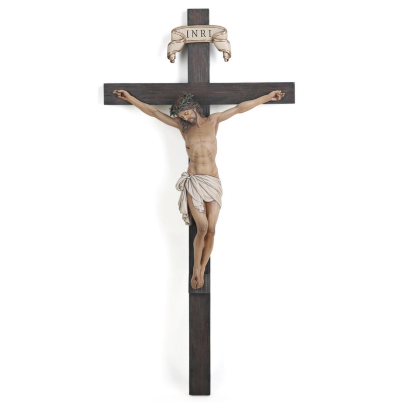 BC BUILDCLASSIC BC Catholic Crucifix Wall Cross in 24" H Jesus Christ indoor Home Decor Collectable Religious Gifts Renaissance Sculpture handmade By Buildclassic - Image 1