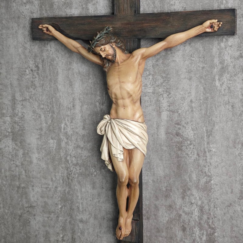 BC BUILDCLASSIC BC Catholic Crucifix Wall Cross in 24" H Jesus Christ indoor Home Decor Collectable Religious Gifts Renaissance Sculpture handmade By Buildclassic - Image 4