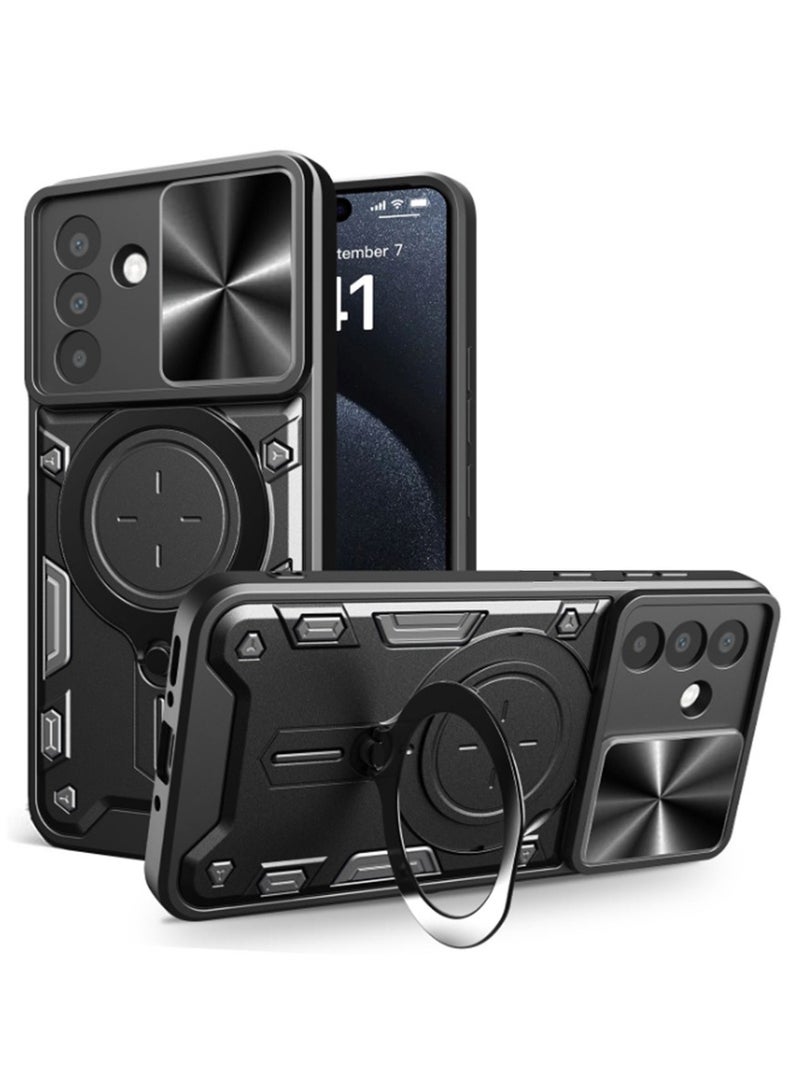 for Samsung Galaxy A56 5G Case, Slide Camera Lens Cover, Magnetic Ring Holder Kickstand Protective Phone Case for Samsung Galaxy A56 5G, Black  - Image 1