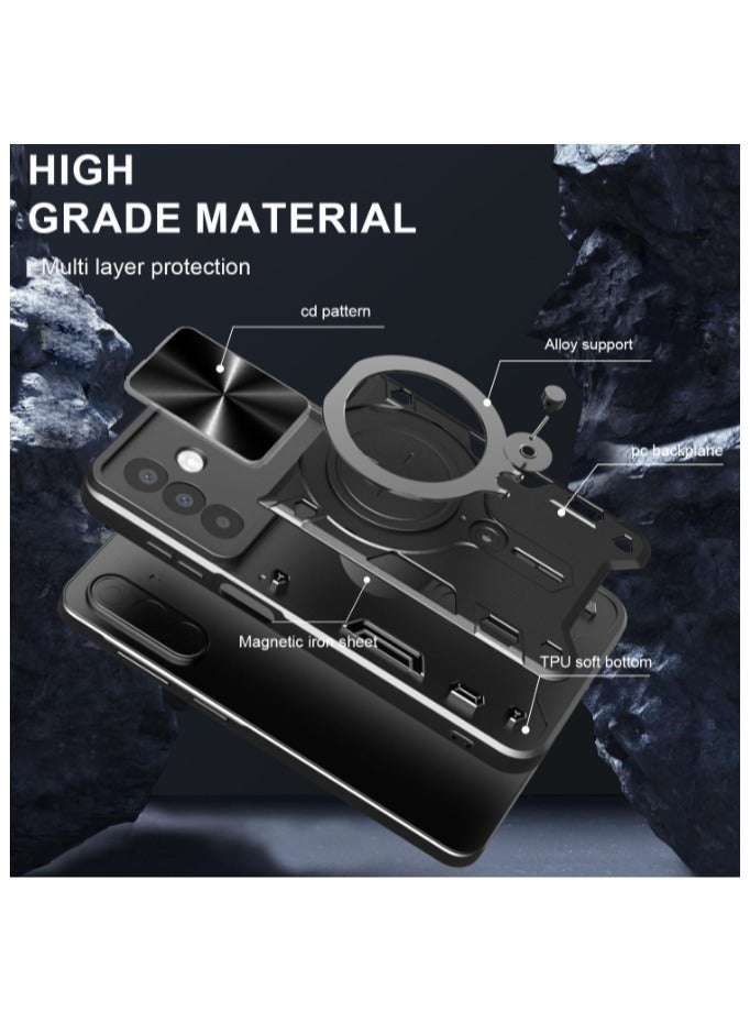 for Samsung Galaxy A56 5G Case, Slide Camera Lens Cover, Magnetic Ring Holder Kickstand Protective Phone Case for Samsung Galaxy A56 5G, Black  - Image 2