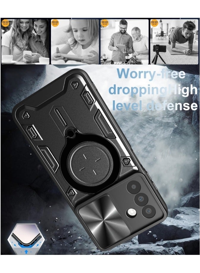 for Samsung Galaxy A56 5G Case, Slide Camera Lens Cover, Magnetic Ring Holder Kickstand Protective Phone Case for Samsung Galaxy A56 5G, Black  - Image 3