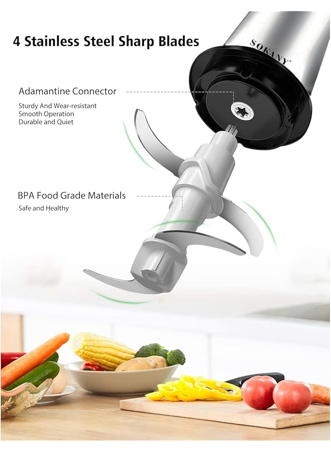 erorex Electric Meat Grinder Food Processor 3L Stainless Steel Meat Blender Food Chopper For Meat Vegetables Fruits And Nuts With 4 Large Sharp Blades 800W High Power  - Image 4