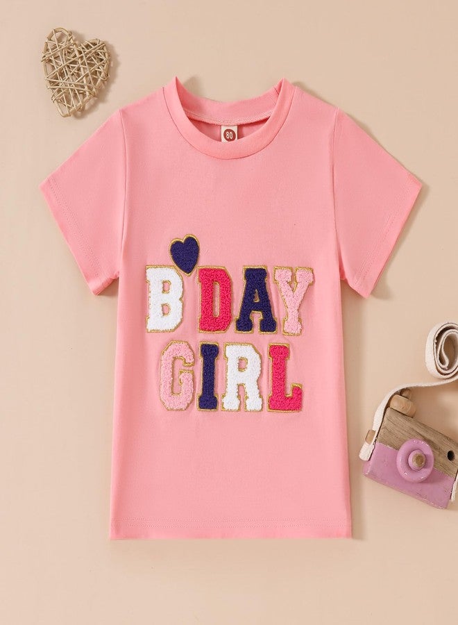 BOIZONTY Toddler Birthday Girl Shirt 2nd 3rd 4th 5th 6th 7th 8th Girls Birthday Tshirt Cotton Tee Tops Summer Short Outfit (Birthday Girl Short Pink Tshirt,7 Years) - Image 3