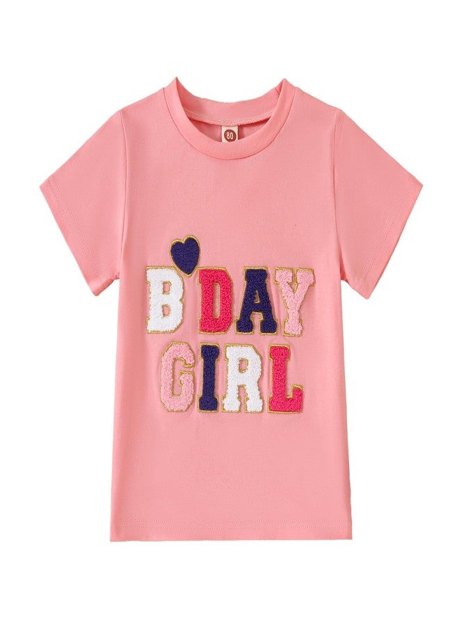 BOIZONTY Toddler Birthday Girl Shirt 2nd 3rd 4th 5th 6th 7th 8th Girls Birthday Tshirt Cotton Tee Tops Summer Short Outfit (Birthday Girl Short Pink Tshirt,7 Years) - Image 1