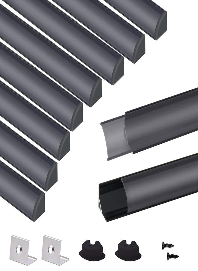 VST 10pack 3.3 ft LED Channel, V Shape Led Diffuser Channel, LED Aluminum Channel System with Black Cover, End Caps and Mounting Clips, Aluminum Profile for LED Strip Light Very Easy Installation - Image 1
