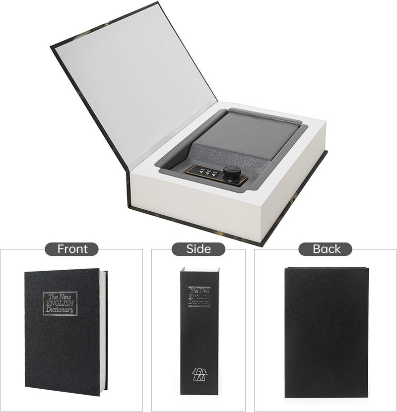 PACOLO Real Paper Transfer Book Safe, Hollow with Secret Hidden Compartment, Combination Lock, 8.7"×6"×2" (Black Dictionary-Combination) - Image 2