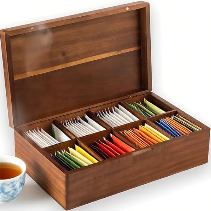 Funito Wooden Tea Bag Organizers Tea Packet Storage Boxes Tea Caddy Forbags Chest Teabag Holder Containers - Image 1