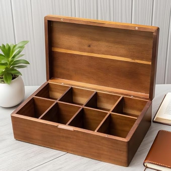 Funito Wooden Tea Bag Organizers Tea Packet Storage Boxes Tea Caddy Forbags Chest Teabag Holder Containers - Image 4