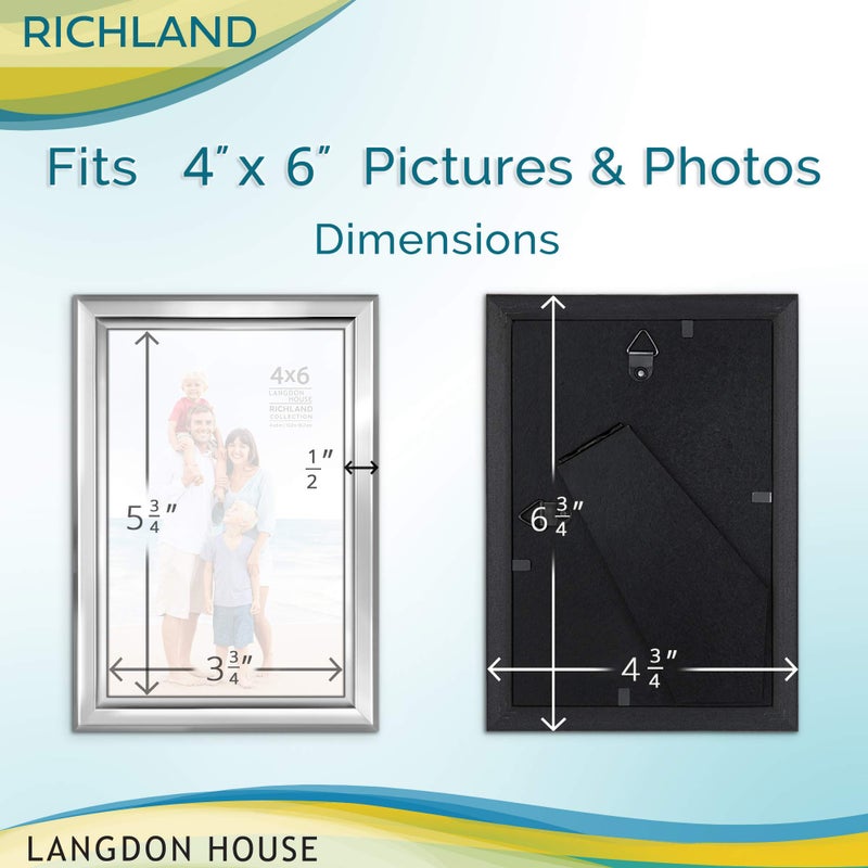 Langdon House 4x6 Silver Picture Frame - Distinguished Edging for Classic Style - Richland Collection - Image 2