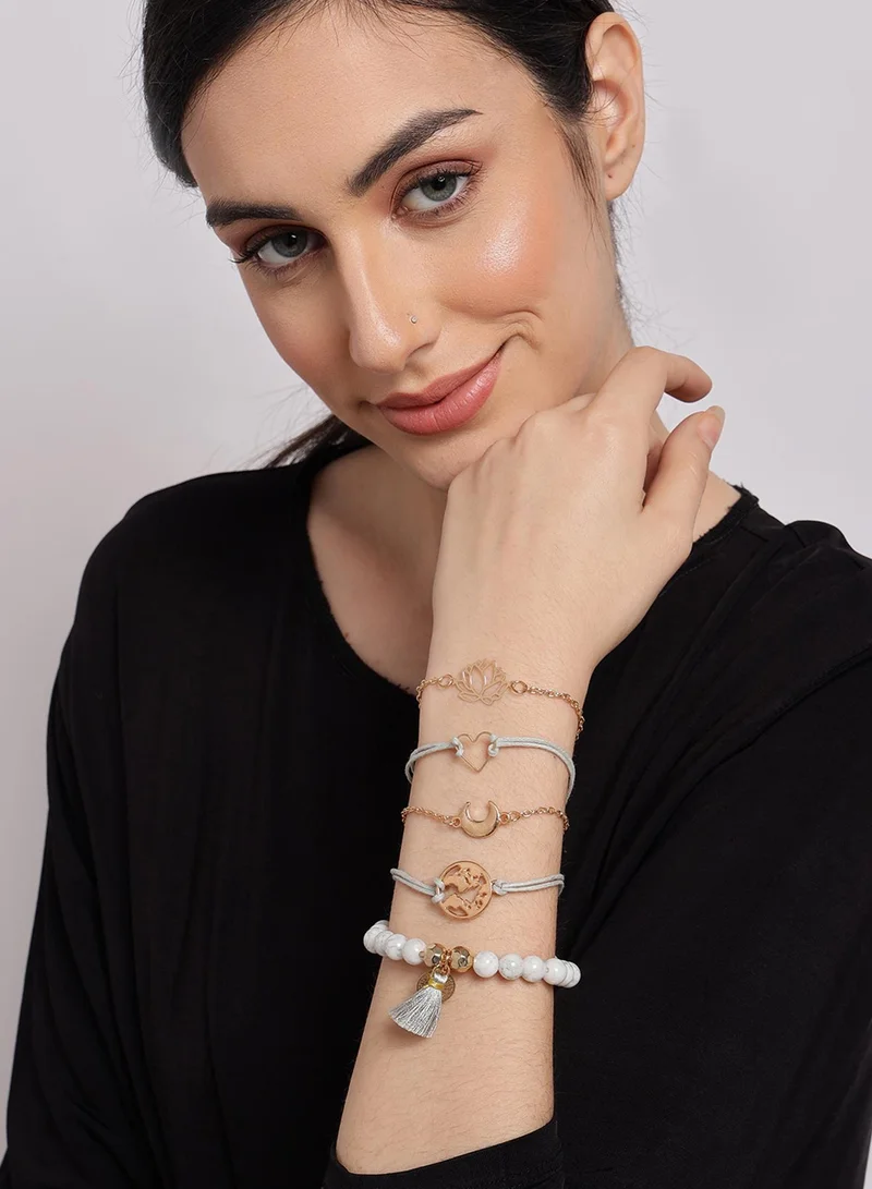 SOHI Set Of 5 Multicoloured Link Artificial Bracelet Jewellery