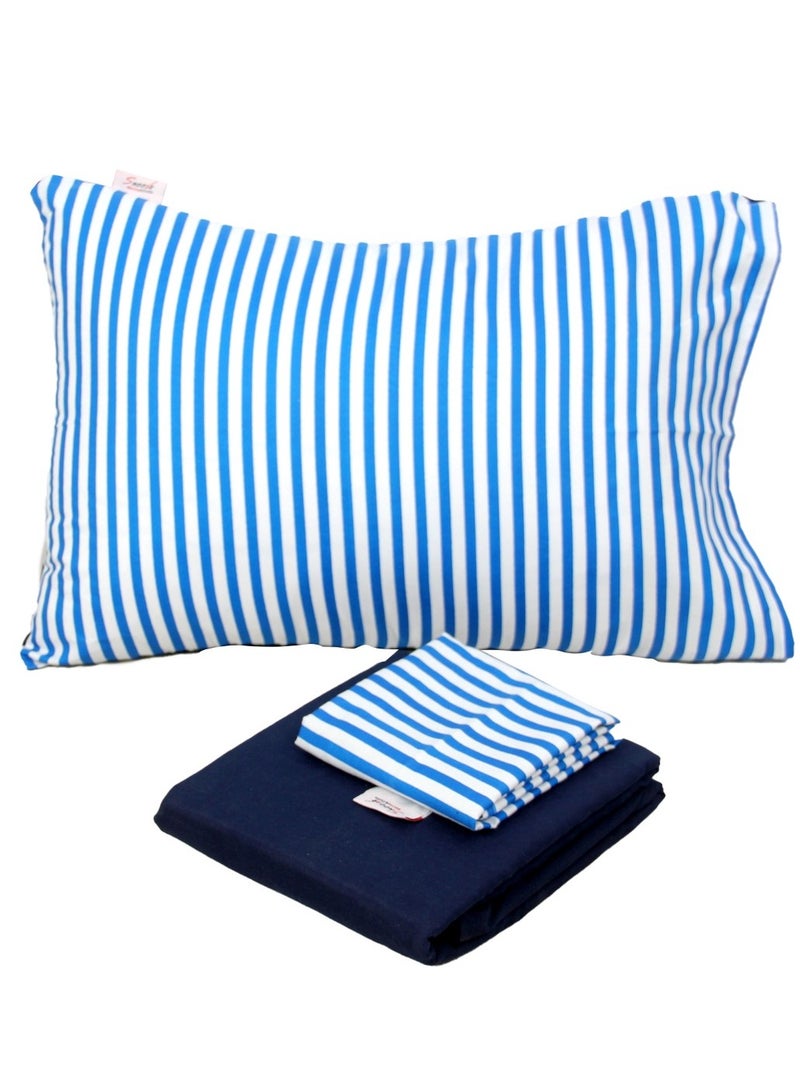 طيبة طقم ملايه عاديه سنوز، سادة& مطبوع، 6 قطع، تصميم دارك بلو سترايبد، 220*240 سم - Image 4