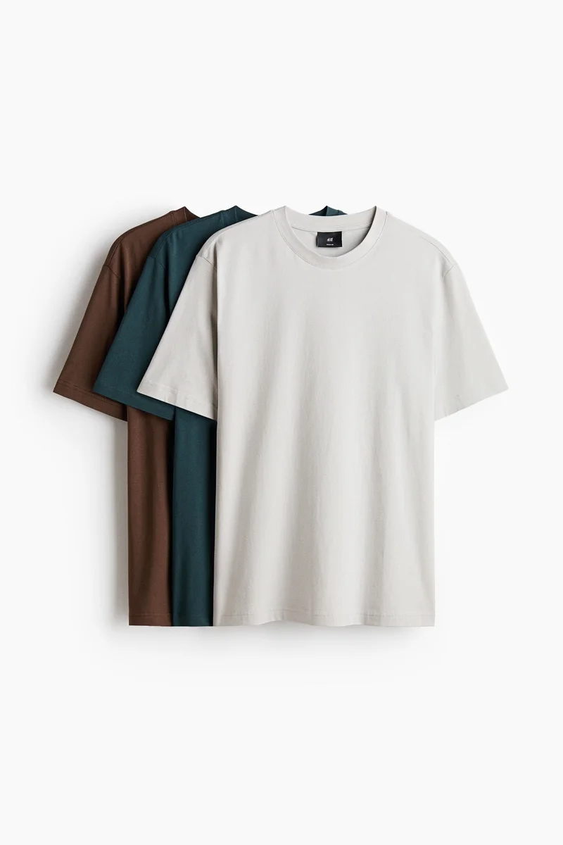 اتش اند ام تيشيرتات بقصة عادية عبوة من 3 قطع