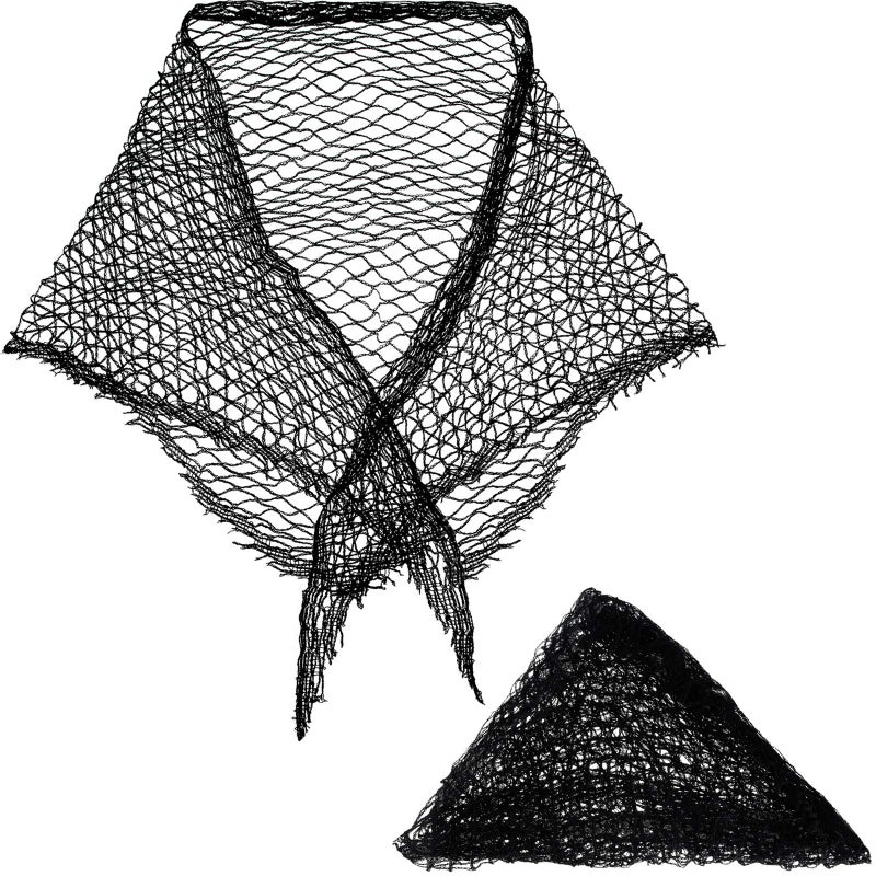 Chuangdi 2 Pieces Cotton Triangle Hair Net for Rollers Women Hair Mesh Net Sleeping Crochet Women Triangular Setting for Sleeping Black 35 x 35 x 57 Inches