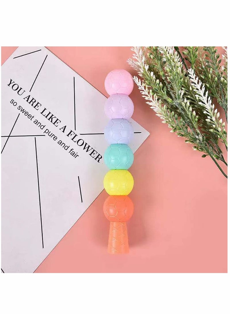 Cute Silicone Football Highlighter Set 7 Colorful Pastel Markers for School and Office Supplies Fun Writing Tools for Kids and Adults - Image 3