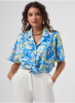 Printed Tie Detail Top