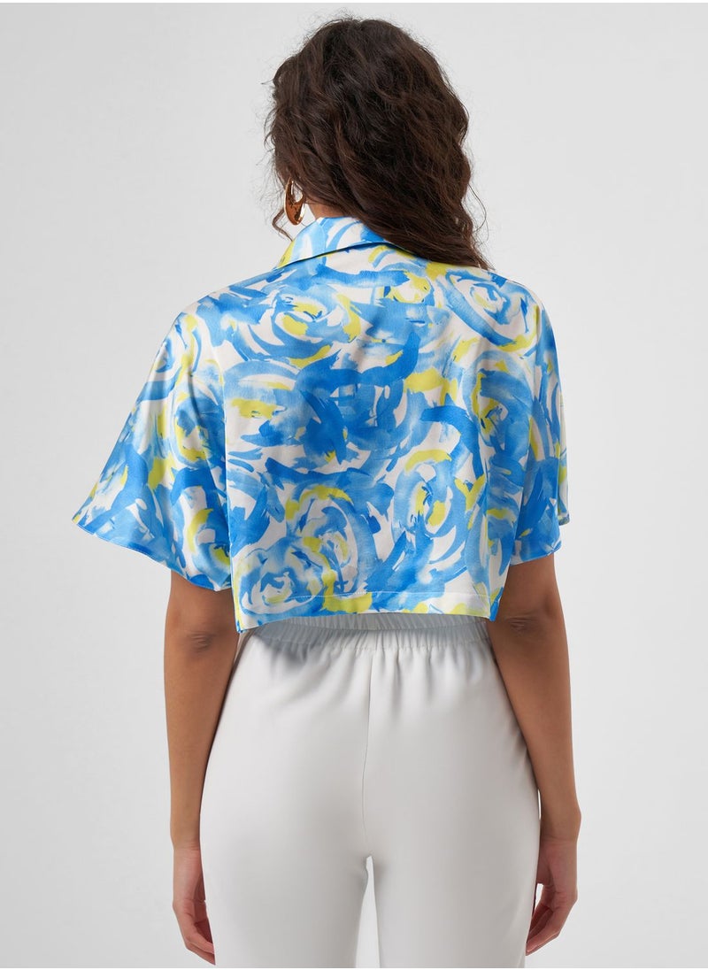MIZALLE - Printed Tie Detail Top - Image 1