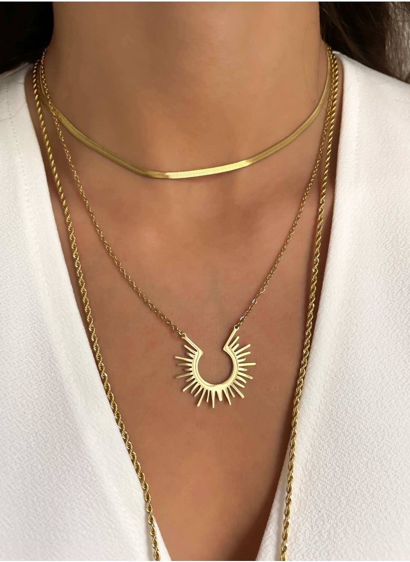 Clé de Lune Sun Ray Pendant Necklace- Gold  - Image 2