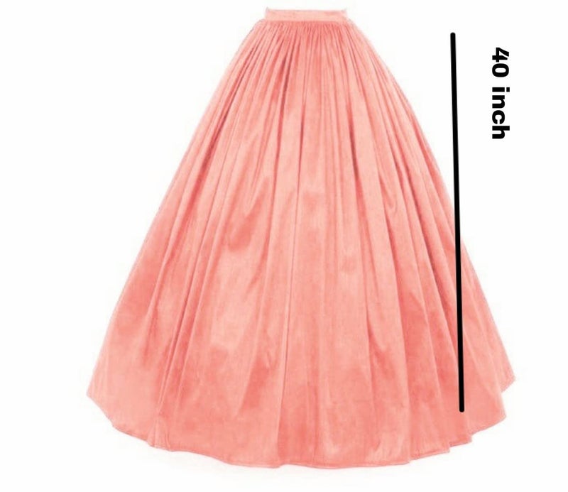 JANAK Full Length Long Flared Silk Skirt (Peach) - Image 2