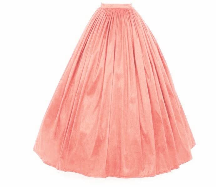 JANAK Full Length Long Flared Silk Skirt (Peach) - Image 4