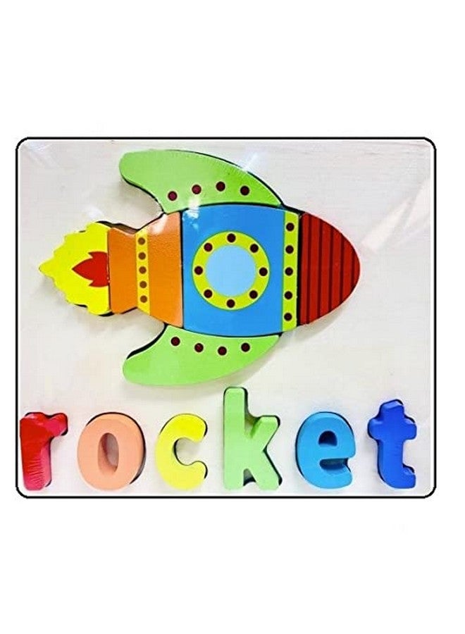 سمونيو لعبة تركيب الصور المقطوعة الخشبية ثلاثية الأبعاد المصنوعة يدويًا للأطفال من سن 3 سنوات فما فوق؛ مكعبات لعب متعددة الألوان لتعلم الحروف الأبجدية والأرقام للأولاد والبنات (15 سم × 18 سم، 4 مركبات) - Image 3