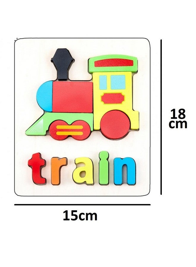 سمونيو لعبة تركيب الصور المقطوعة الخشبية ثلاثية الأبعاد المصنوعة يدويًا للأطفال من سن 3 سنوات فما فوق؛ مكعبات لعب متعددة الألوان لتعلم الحروف الأبجدية والأرقام للأولاد والبنات (15 سم × 18 سم، 4 مركبات) - Image 2