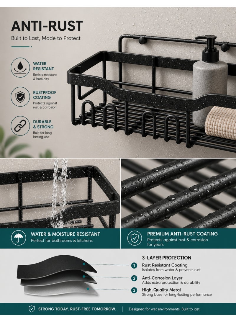 F.A.M.S Wall Storage Shelf Set of 6 | Self-Adhesive Bathroom & Kitchen Organizer | No Drilling Required - Image 3