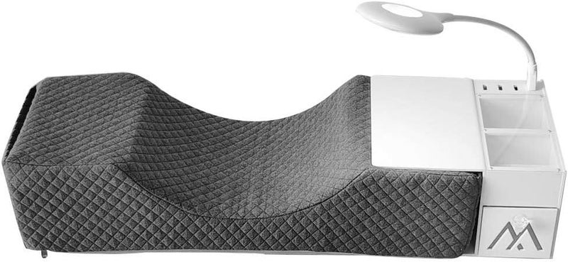 كلاراكو وسادة رموش من إسفنج الذاكرة مع رف، لون رمادي فاتح مخملي، لتثبيت الرموش وتطويلها. - Image 3