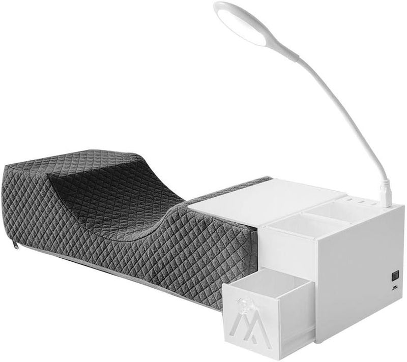 كلاراكو وسادة رموش من إسفنج الذاكرة مع رف، لون رمادي فاتح مخملي، لتثبيت الرموش وتطويلها. - Image 2