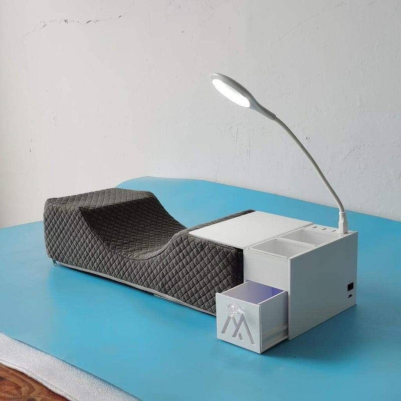 كلاراكو وسادة رموش من إسفنج الذاكرة مع رف، لون رمادي فاتح مخملي، لتثبيت الرموش وتطويلها. - Image 4