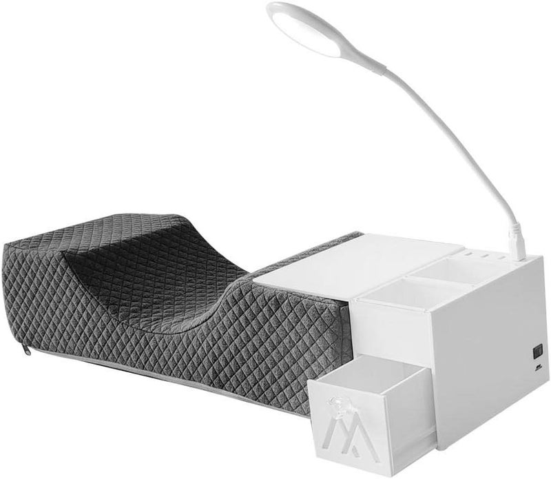 كلاراكو وسادة رموش من إسفنج الذاكرة مع رف، لون رمادي فاتح مخملي، لتثبيت الرموش وتطويلها. - Image 1